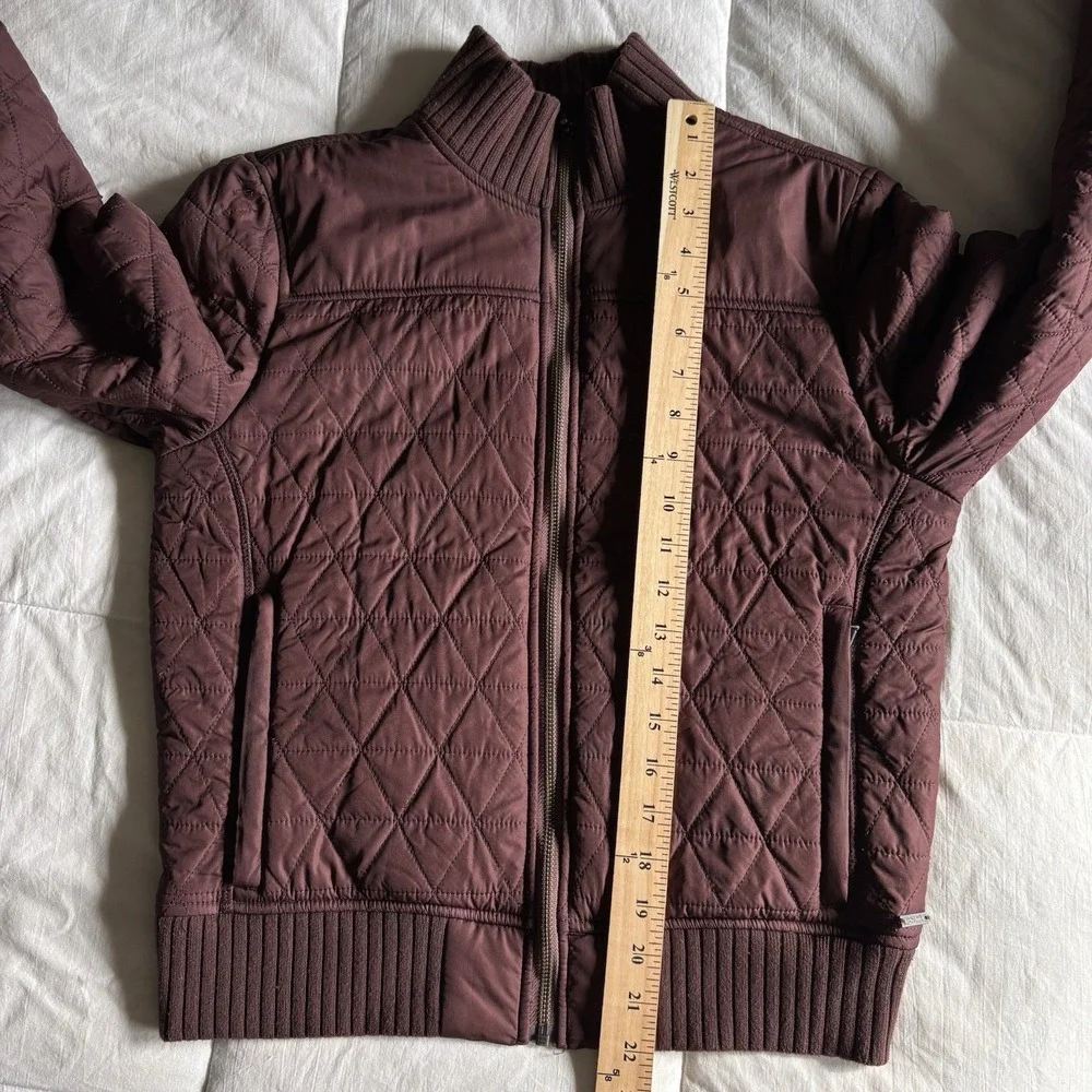 PrAna Diva Bomber Quilted Sherpa Lined Jacket Womens S Brown Wood Outdoor GORP - Picture 15 of 16